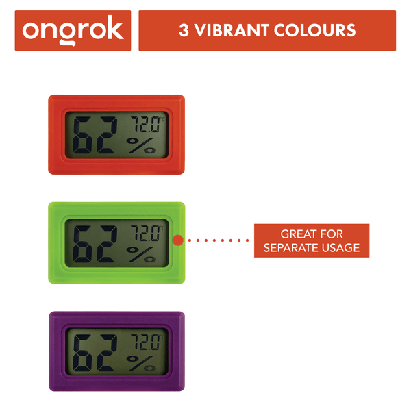 Digital Hygrometers Colour coded 6 Pack