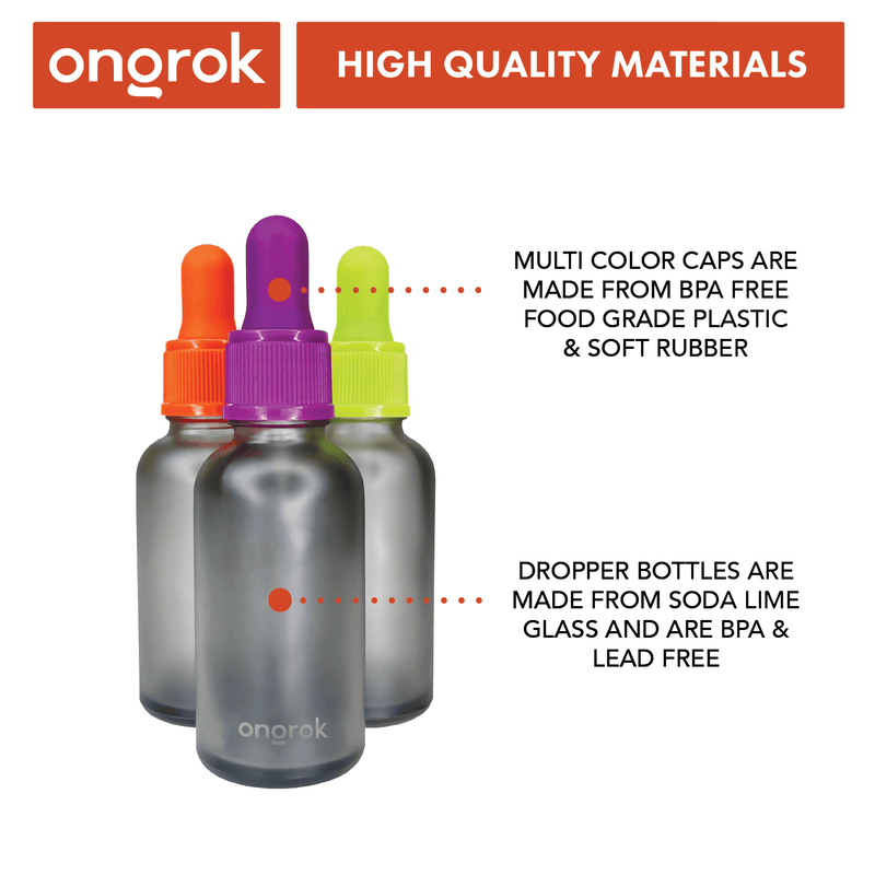 6 pack frosted glass dropper jars for tinctures and lab chemicals by ONGROK