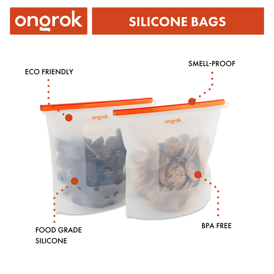 Ongrok Air-Tight Silicone Oven and Storage Bags - Medium 2 Pack