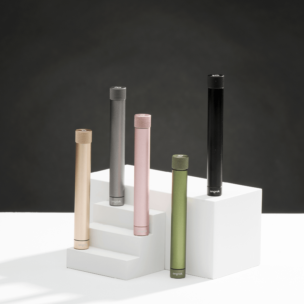Metal storage tubes in 5 metallic colours by ONGROK