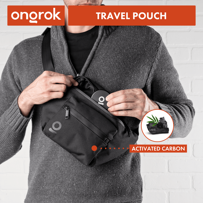 Person wearing ONGROK Smell Proof Travel Pouch & Cross Body Bag