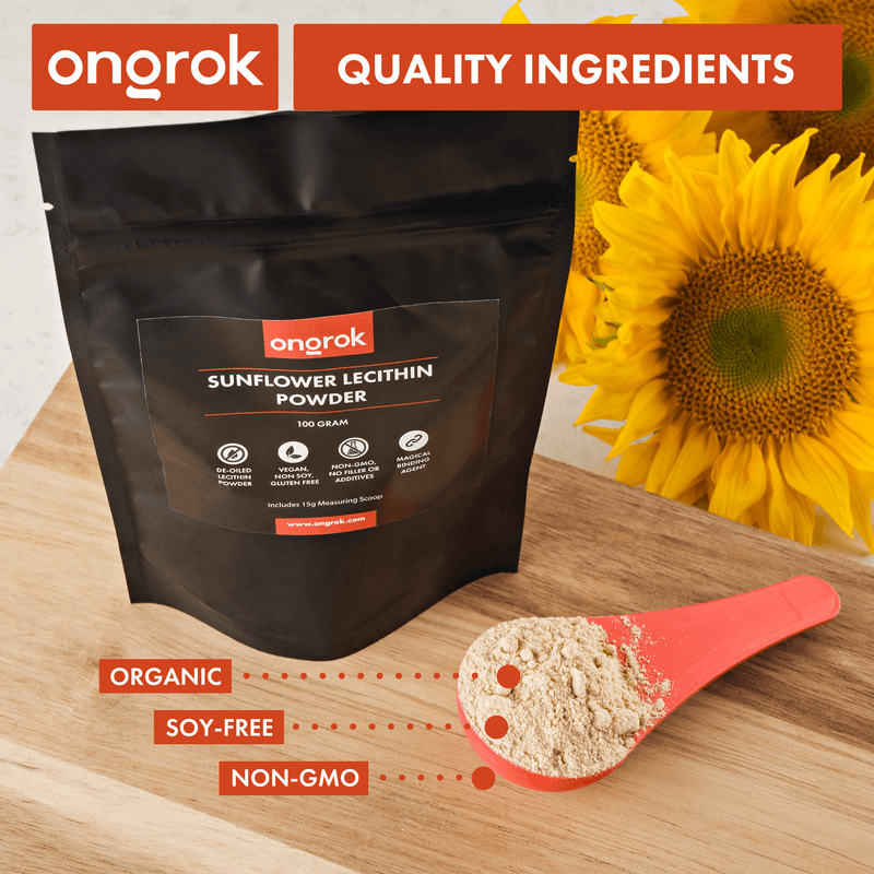 ONGROK 100% Natural Non-GMO Sunflower Lecithin Powder | 100g