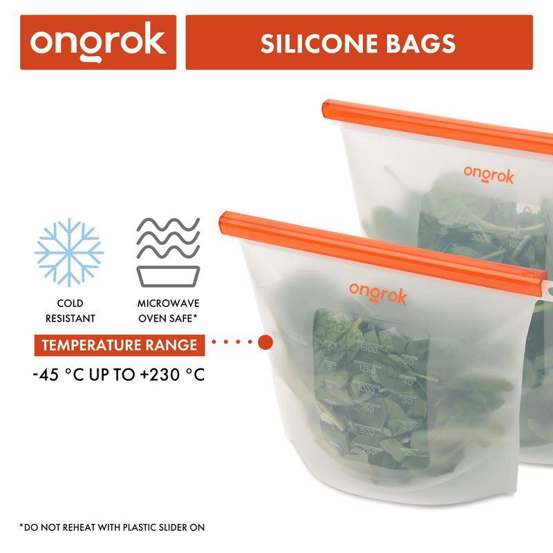 ONGROK Microwave and Oven Safe Silicone Storage Bags | 2 Pack